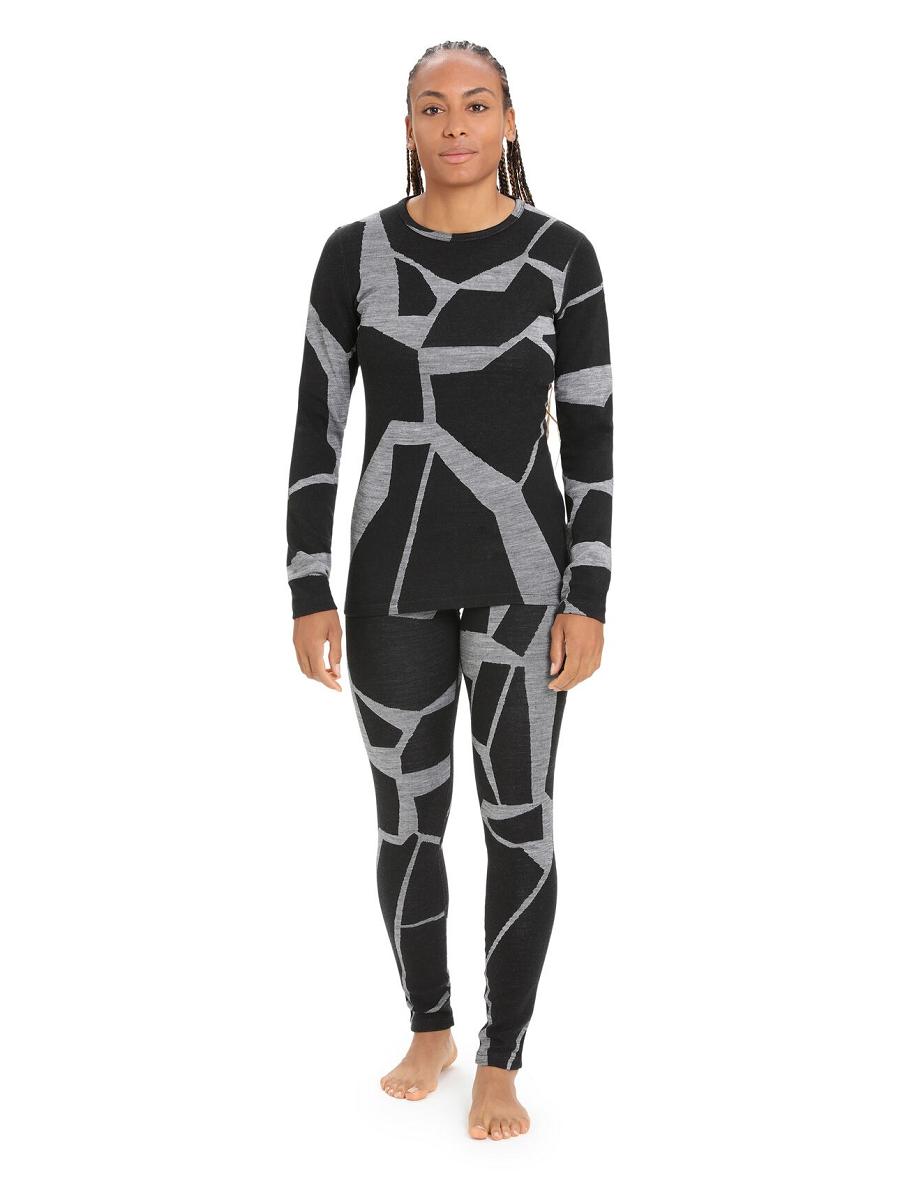 Une pièce Icebreaker Merino 250 Vertex Thermal Leggings Fractured Landscapes Femme Noir | FR 1786GSOL